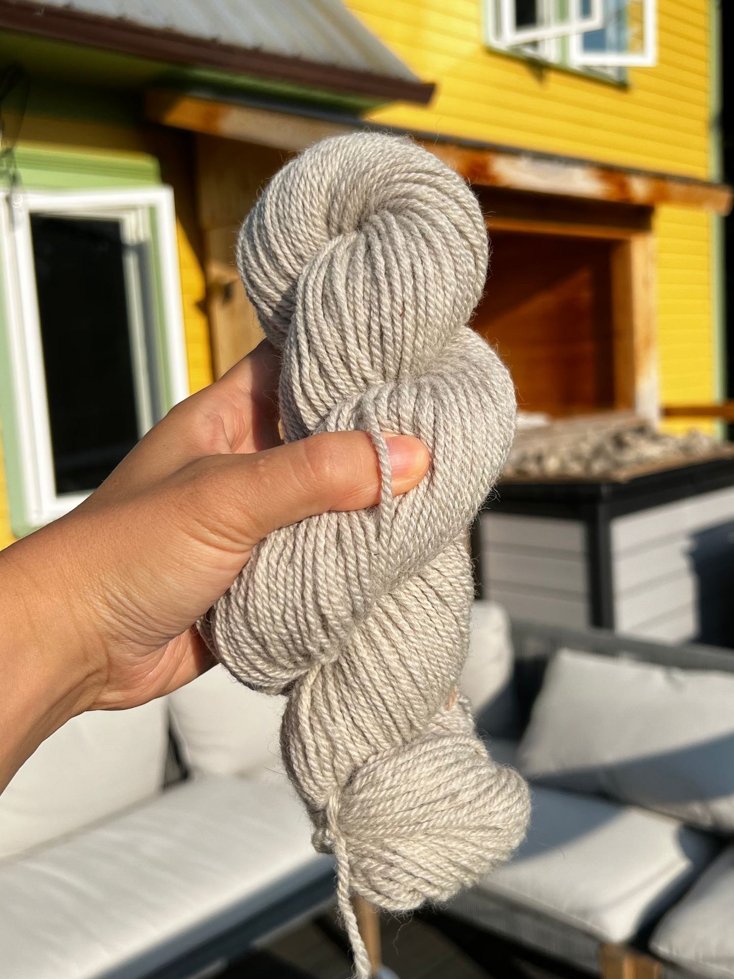 light grey 3 ply aran weight yarn