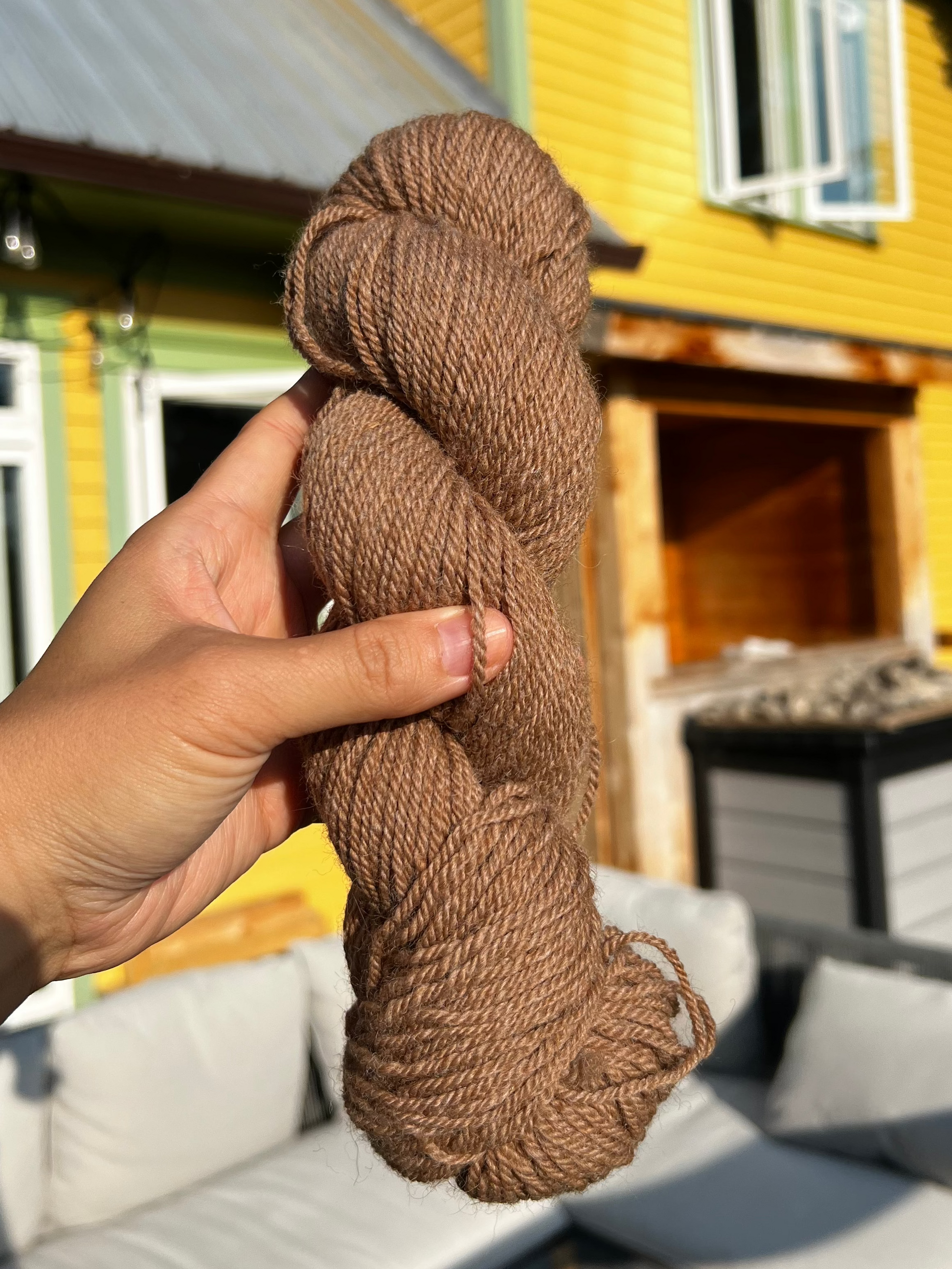 caramel three ply aran weight yarn