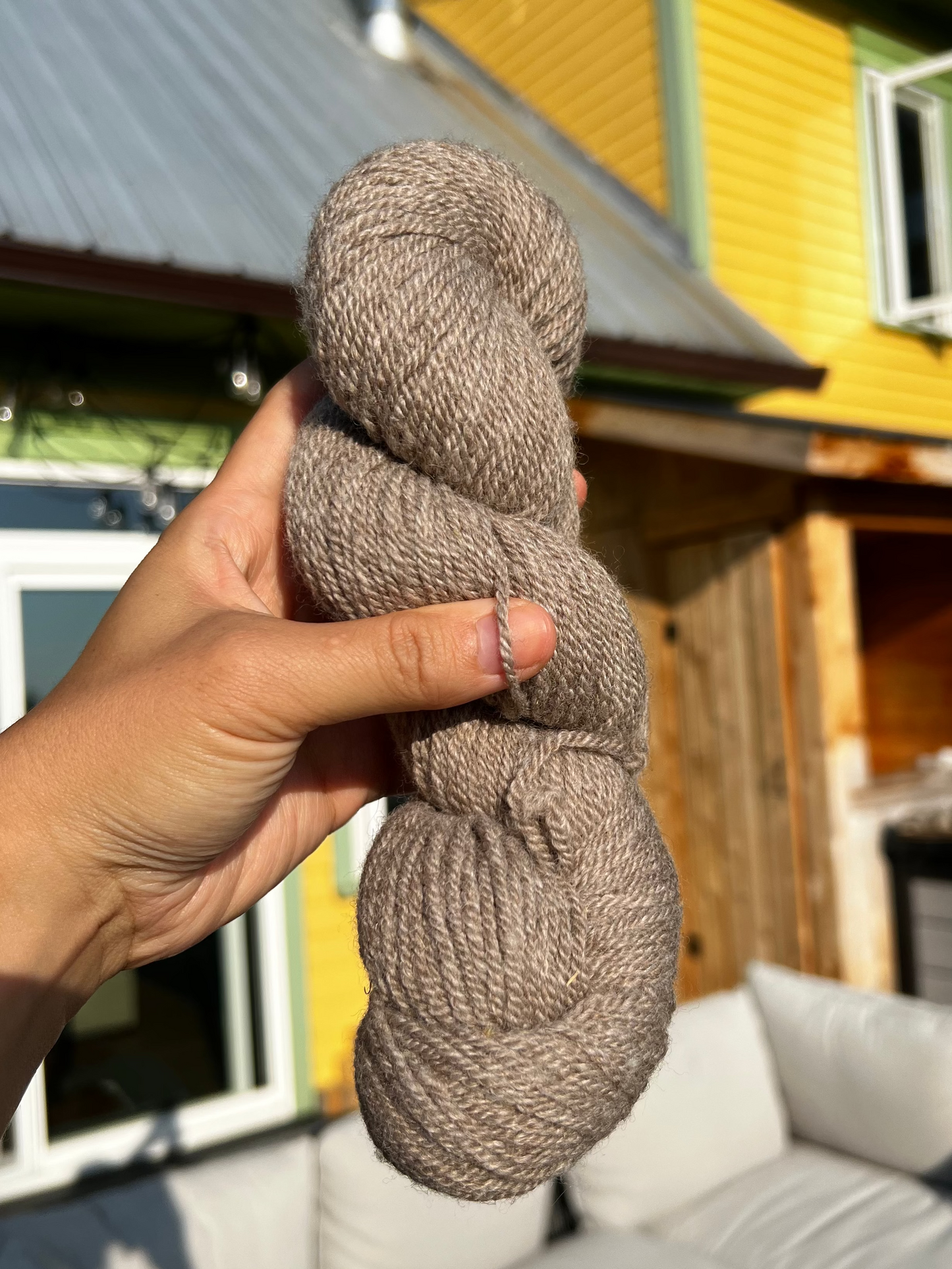 brown-grey 3 ply aran weight yarn